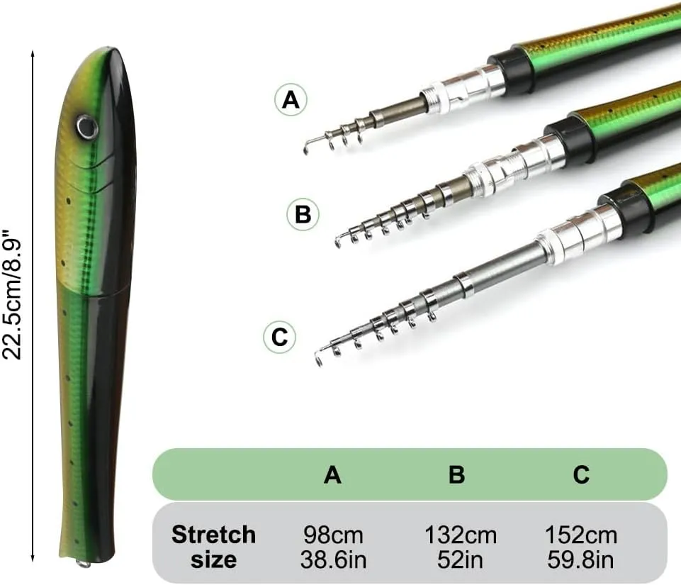 Mini Pocket Fishing Rod with Spinning Reel, Fish Shaped Pen Fishing Pole for Saltwater Freshwater Sea Ice Fly Fishing