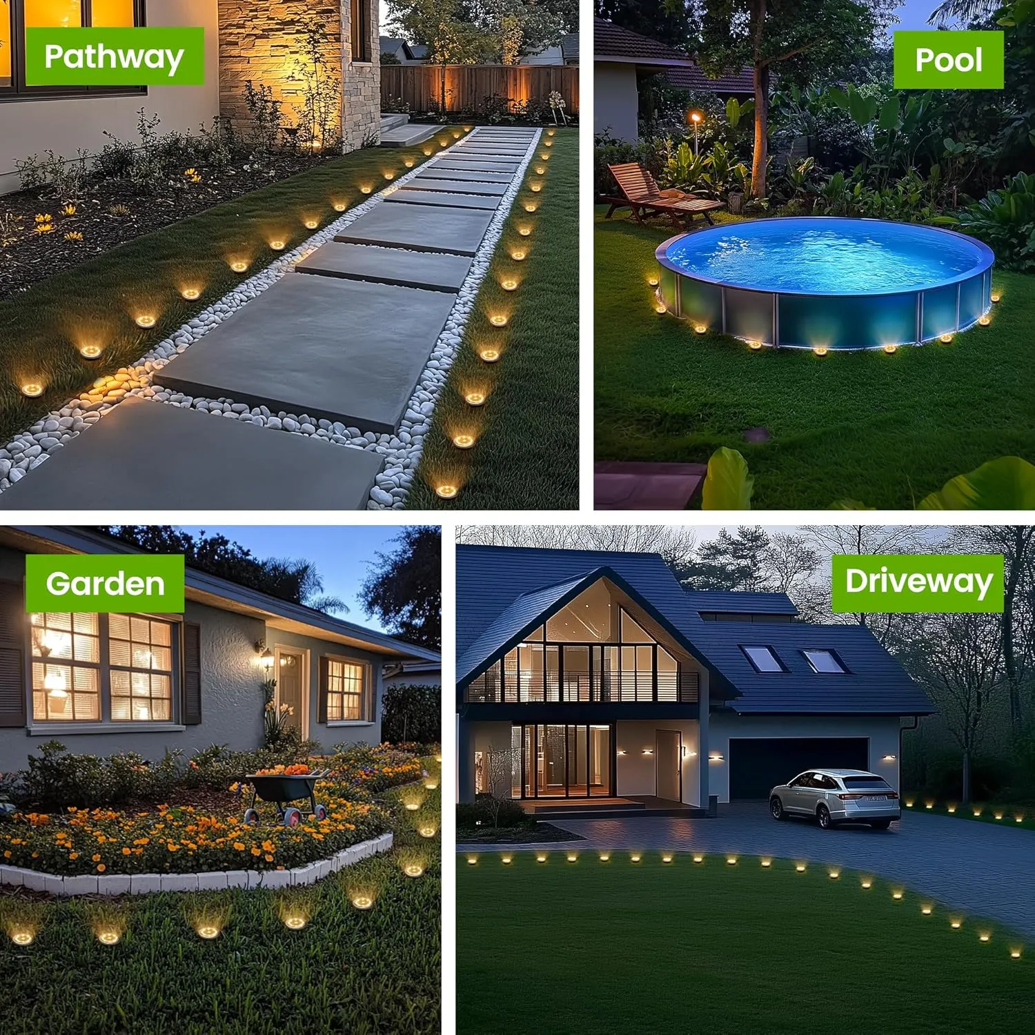 Mini Solar Ground Lights, 12 Pack Solar Garden Lights, Solar Powered Pathway Lights Warterproof, Outdoor Lights for Driveway, Walkway, Backyard, Patio (Warm White)