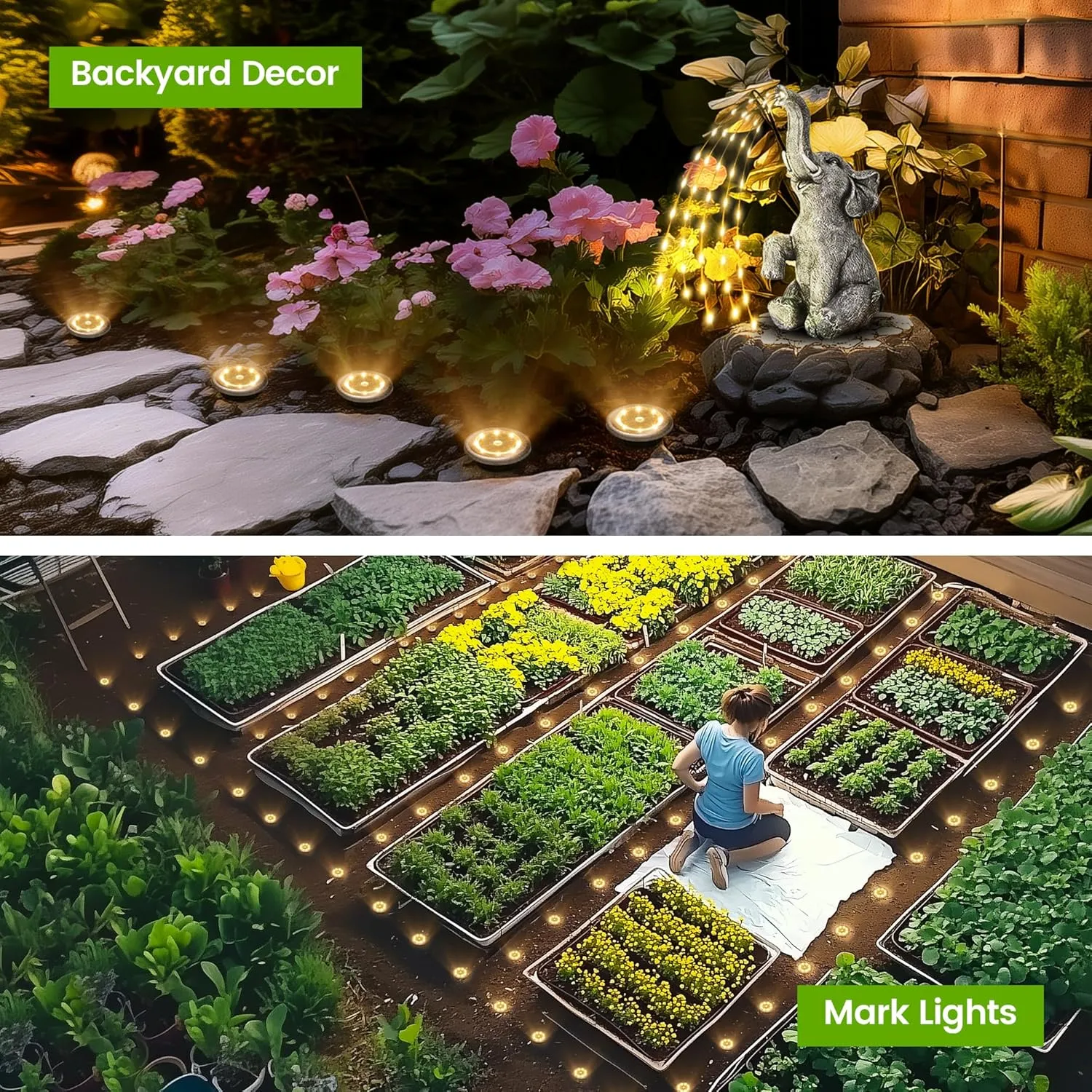 Mini Solar Ground Lights, 12 Pack Solar Garden Lights, Solar Powered Pathway Lights Warterproof, Outdoor Lights for Driveway, Walkway, Backyard, Patio (Warm White)