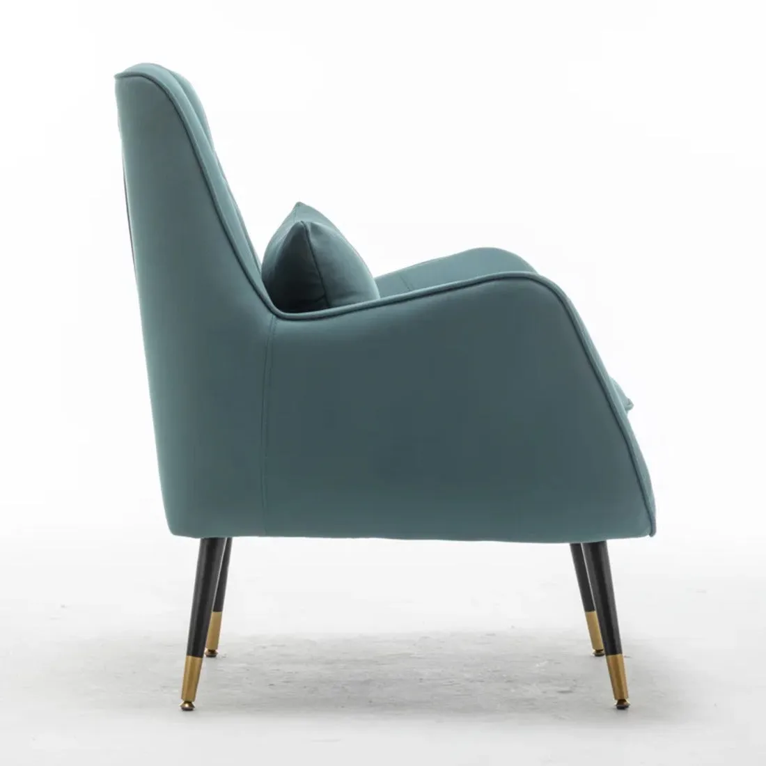 Minimalist Olive Green Thick Padded Velvet Sofa Lounge Chair with Cushion
