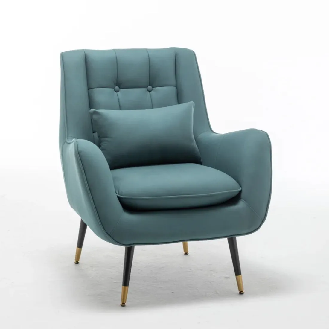 Minimalist Olive Green Thick Padded Velvet Sofa Lounge Chair with Cushion