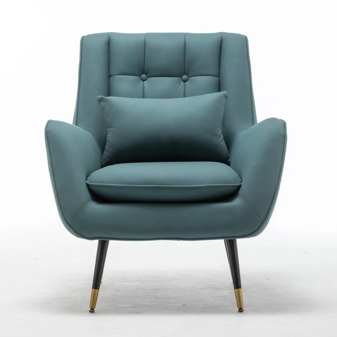 Minimalist Olive Green Thick Padded Velvet Sofa Lounge Chair with Cushion