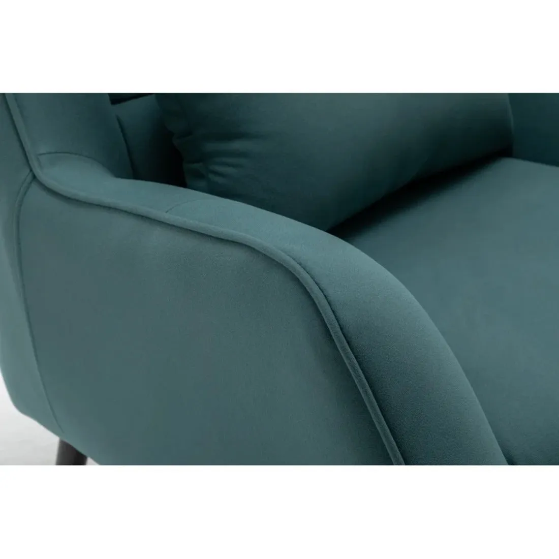 Minimalist Olive Green Thick Padded Velvet Sofa Lounge Chair with Cushion