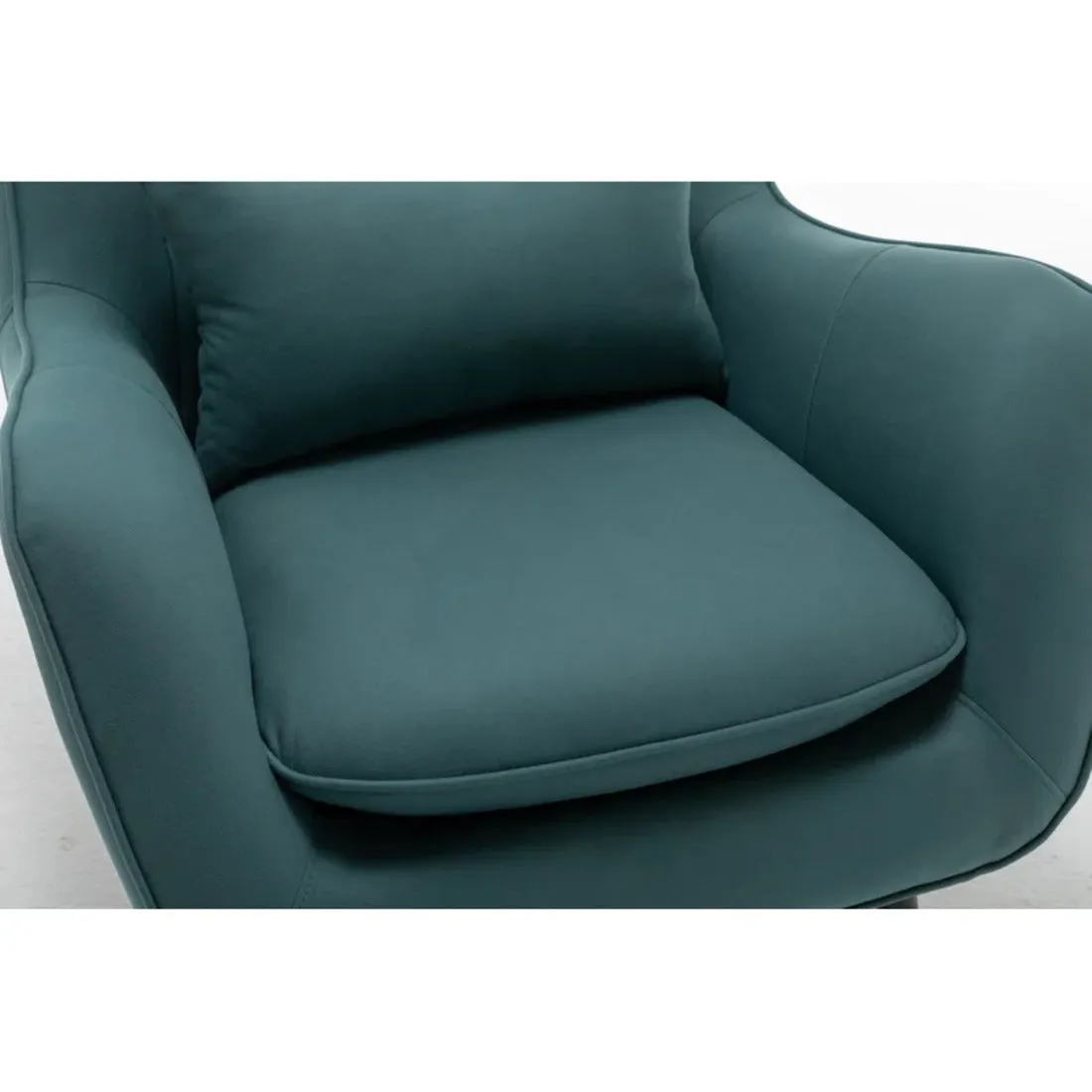 Minimalist Olive Green Thick Padded Velvet Sofa Lounge Chair with Cushion
