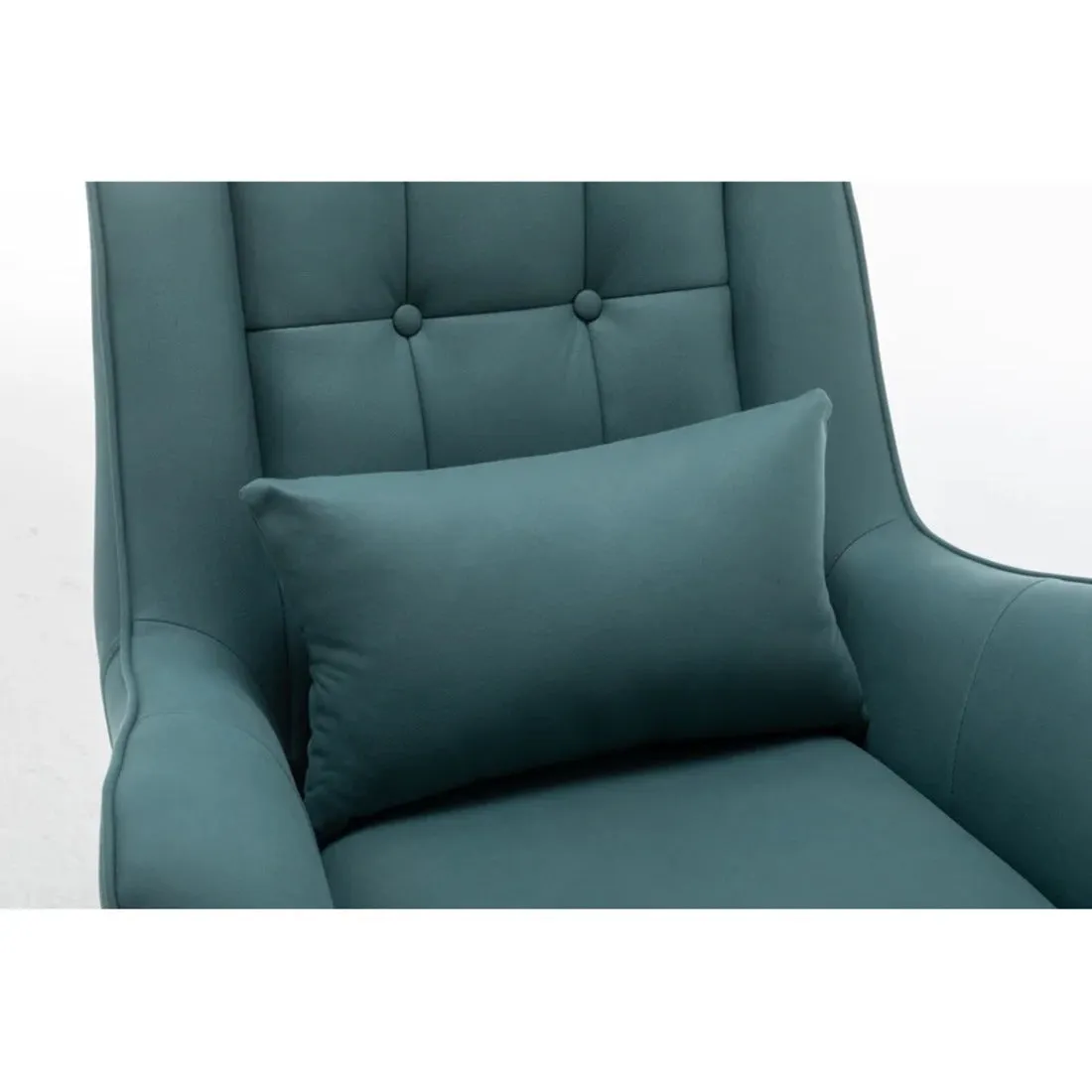 Minimalist Olive Green Thick Padded Velvet Sofa Lounge Chair with Cushion