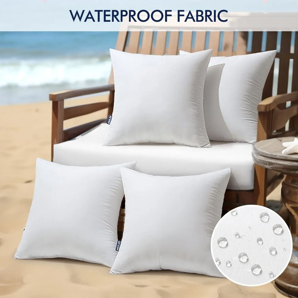 MIULEE Pack of 4 18x18 Inch Outdoor Pillow Inserts Waterproof Decorative Throw Pillow Insert, Square Lumbar Garden Pillow Form for Patio Sofa Couch