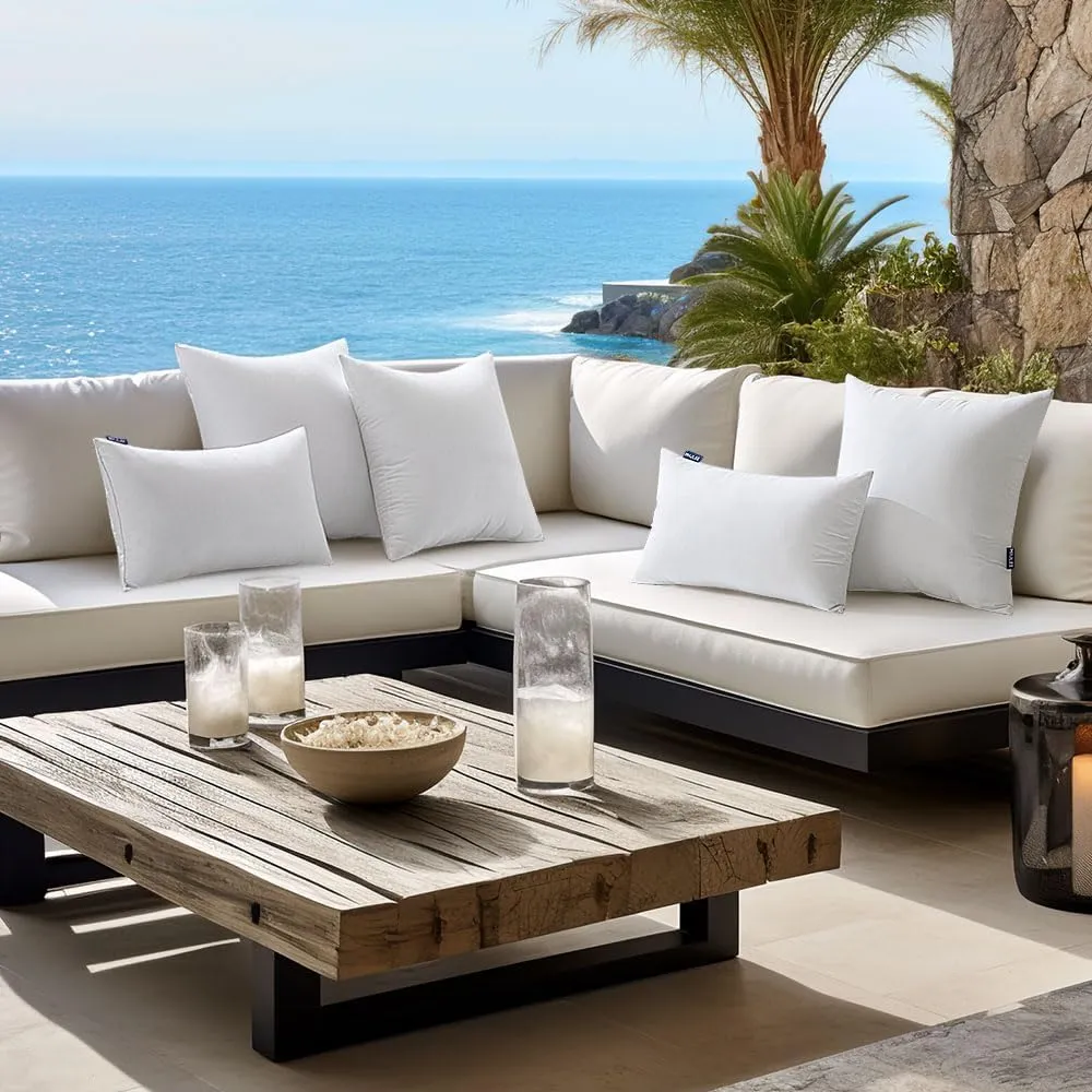 MIULEE Pack of 4 18x18 Inch Outdoor Pillow Inserts Waterproof Decorative Throw Pillow Insert, Square Lumbar Garden Pillow Form for Patio Sofa Couch