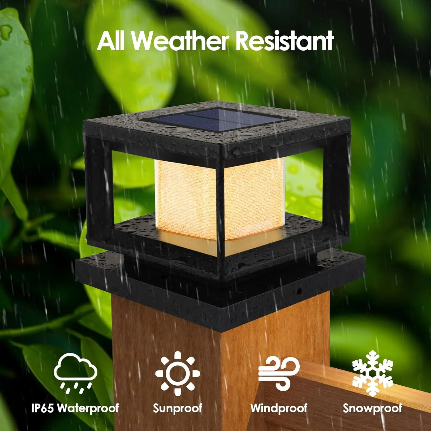 Mlambert 4 Pack Solar Post Lights Outdoor, Waterproof Fence Cap for Deck, 4x4 6x6 Wooden Vinyl Outdoor Lights with Shinning Effect, Black