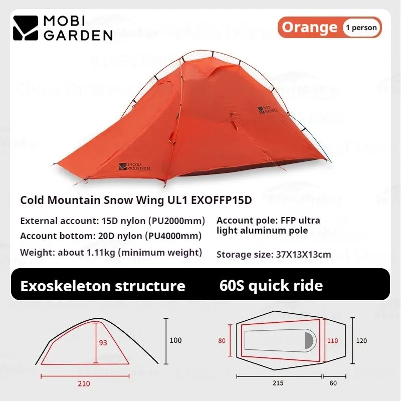 MOBI GARDEN Ultralight camping Tent 1/2 Person Outdoor hiking Travel Backpack Single Double Tent 15D 20D 30D 68D Nylon Portable
