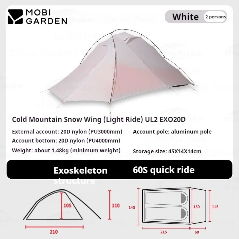 MOBI GARDEN Ultralight camping Tent 1/2 Person Outdoor hiking Travel Backpack Single Double Tent 15D 20D 30D 68D Nylon Portable