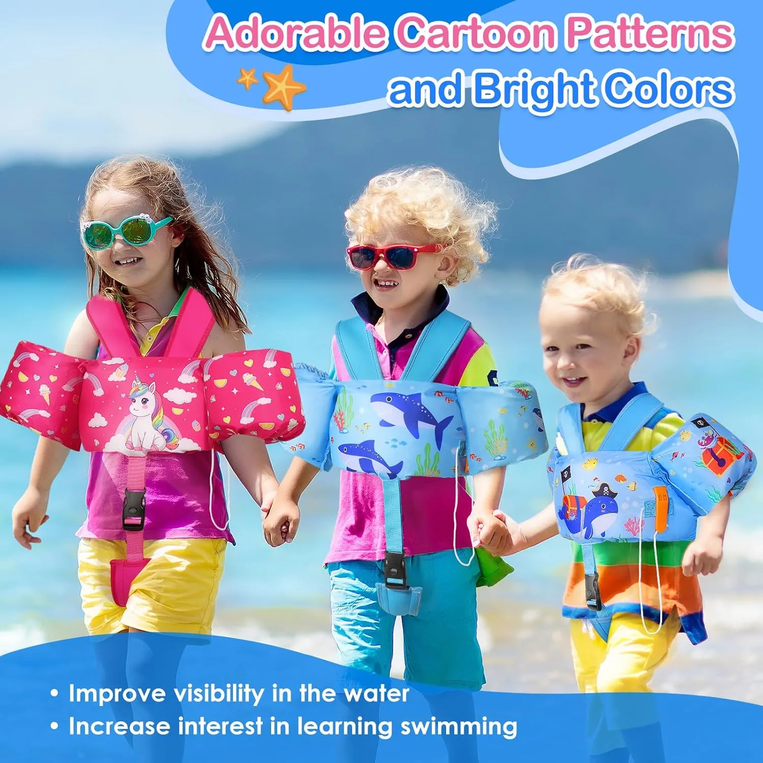 MoKo Swim Arm Band for Kids 20-30-50 lbs, Clearance Cute Cartoon Toddler Swim Vest, Swimming Water Wings Pool Floaties Sleeve for Children Learn to Swim