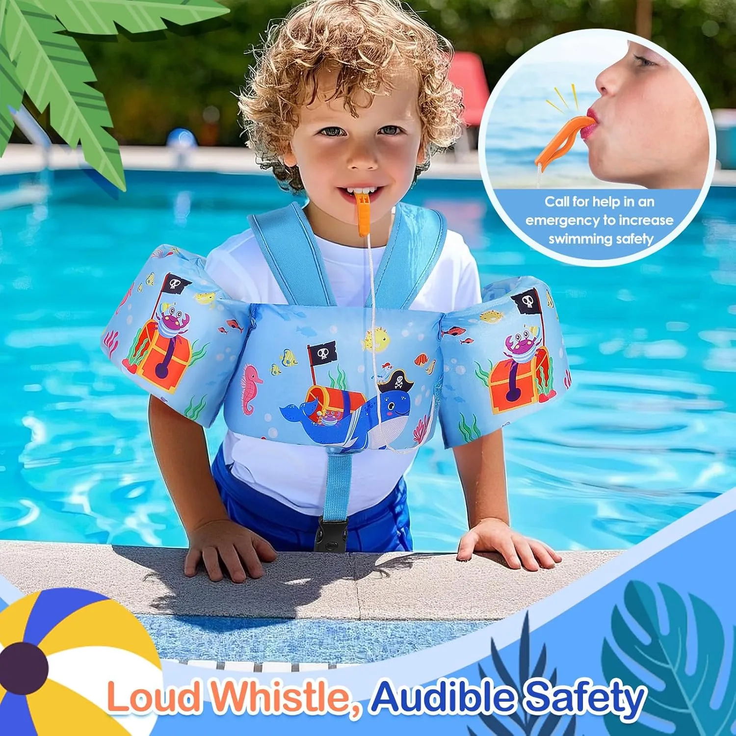 MoKo Swim Arm Band for Kids 20-30-50 lbs, Clearance Cute Cartoon Toddler Swim Vest, Swimming Water Wings Pool Floaties Sleeve for Children Learn to Swim