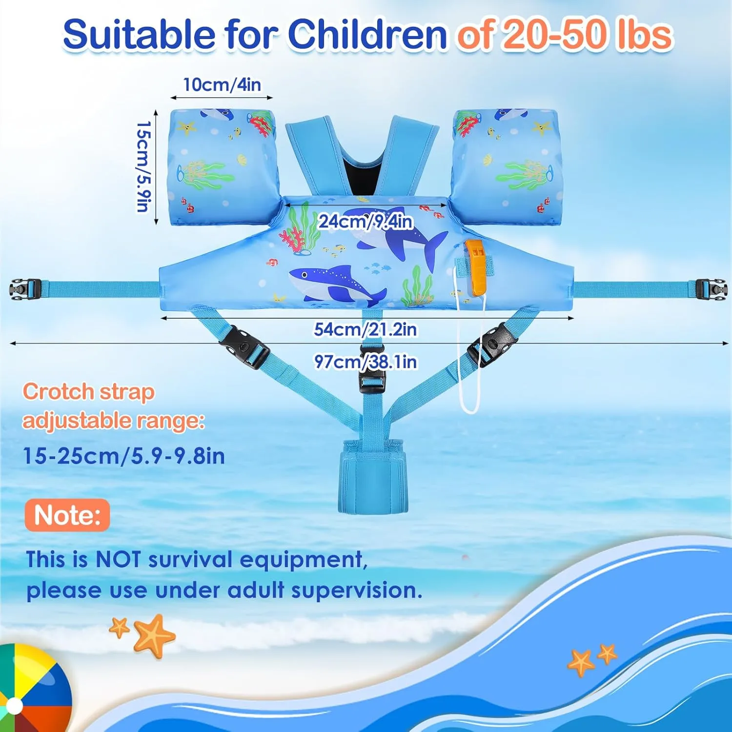 MoKo Swim Arm Band for Kids 20-30-50 lbs, Clearance Cute Cartoon Toddler Swim Vest, Swimming Water Wings Pool Floaties Sleeve for Children Learn to Swim
