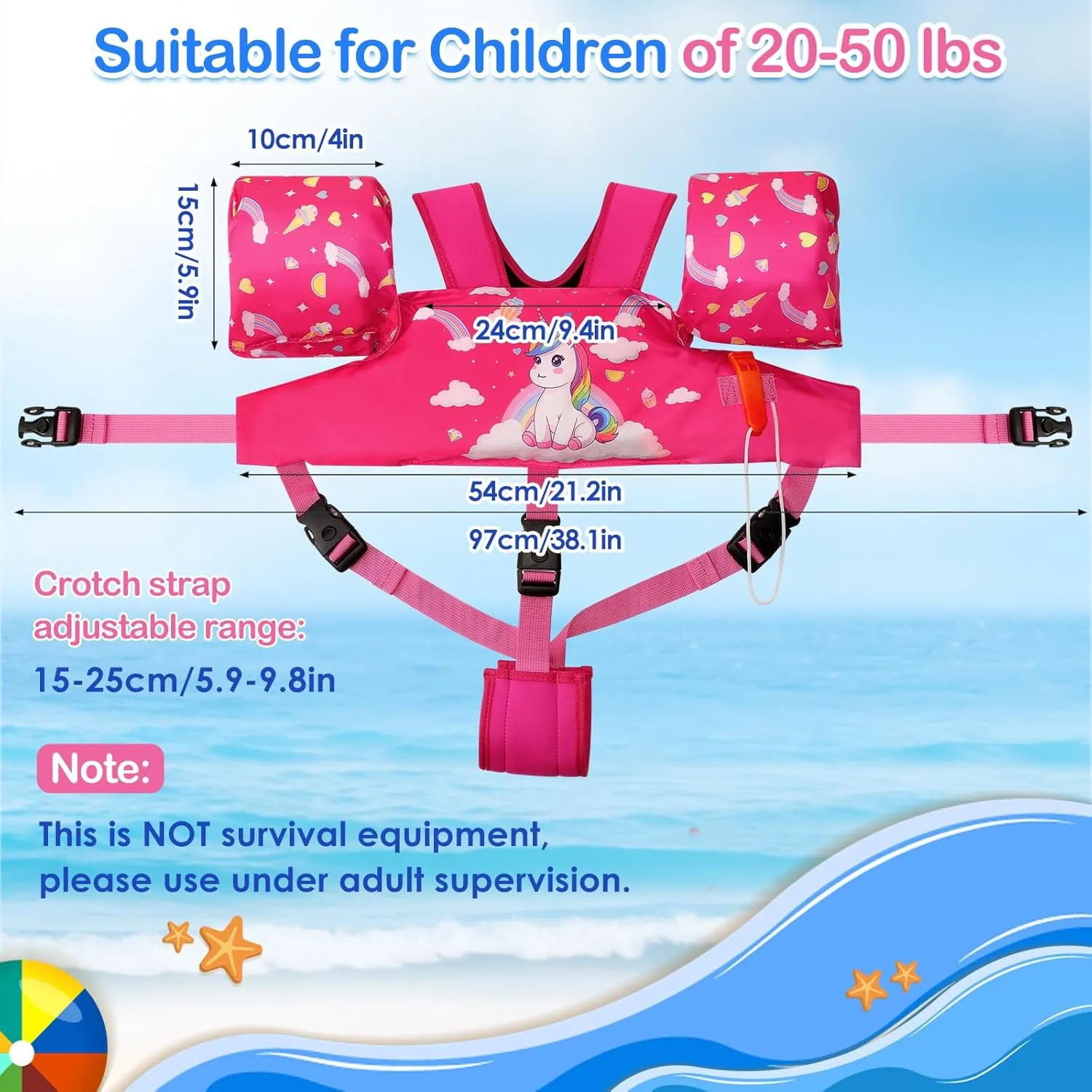 MoKo Swim Arm Band for Kids 20-30-50 lbs, Clearance Cute Cartoon Toddler Swim Vest, Swimming Water Wings Pool Floaties Sleeve for Children Learn to Swim