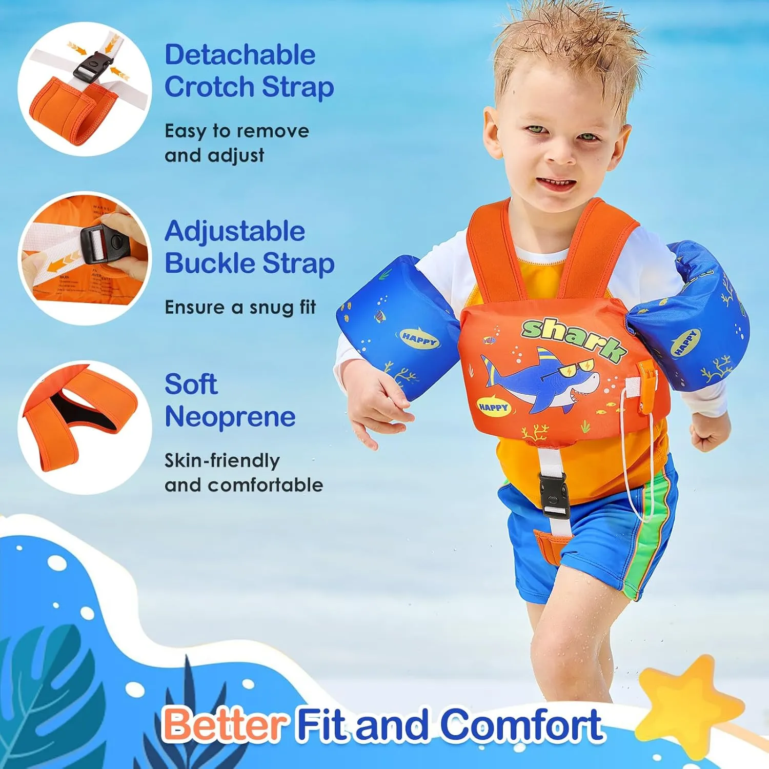 MoKo Swim Arm Band for Kids 20-30-50 lbs, Clearance Cute Cartoon Toddler Swim Vest, Swimming Water Wings Pool Floaties Sleeve for Children Learn to Swim