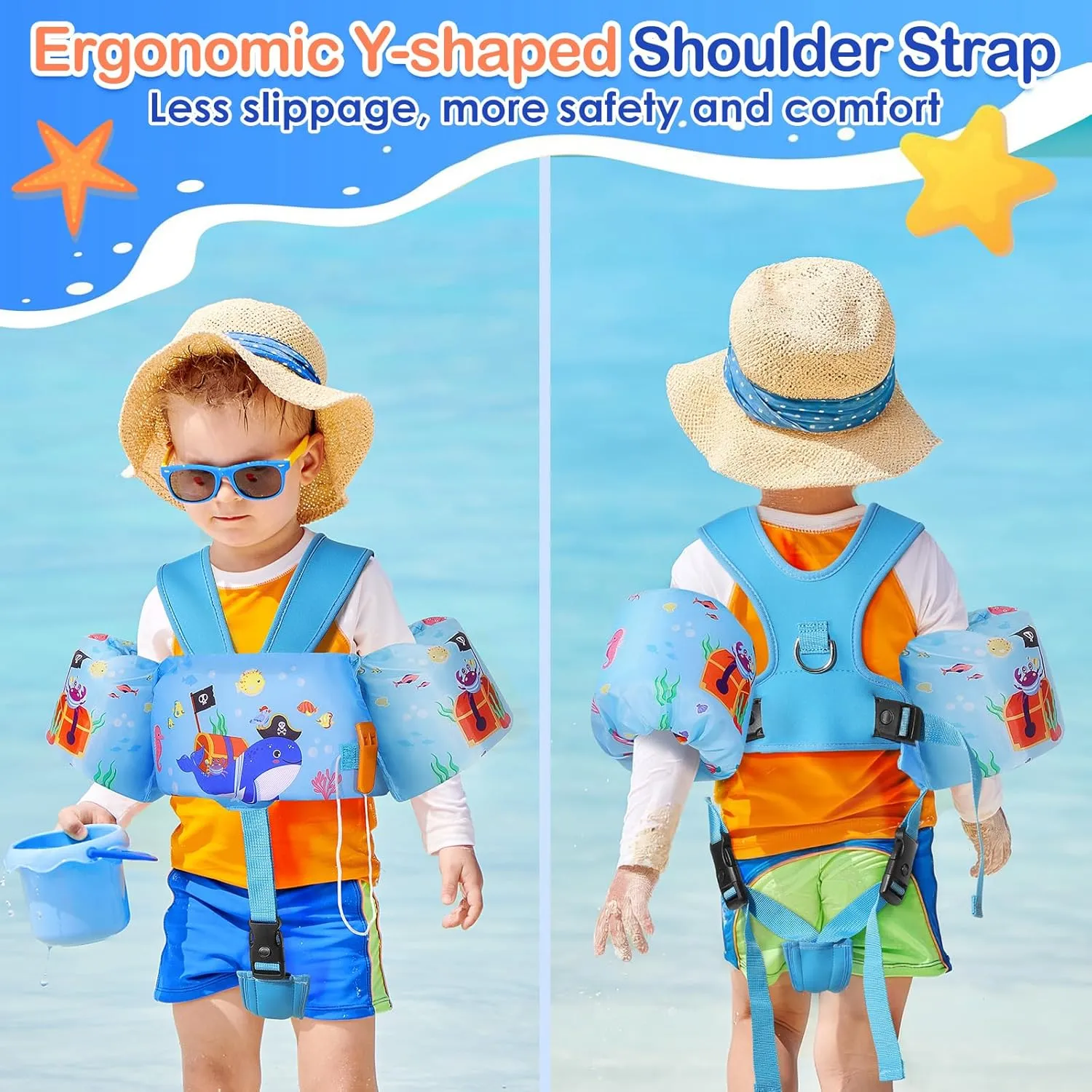 MoKo Swim Arm Band for Kids 20-30-50 lbs, Clearance Cute Cartoon Toddler Swim Vest, Swimming Water Wings Pool Floaties Sleeve for Children Learn to Swim