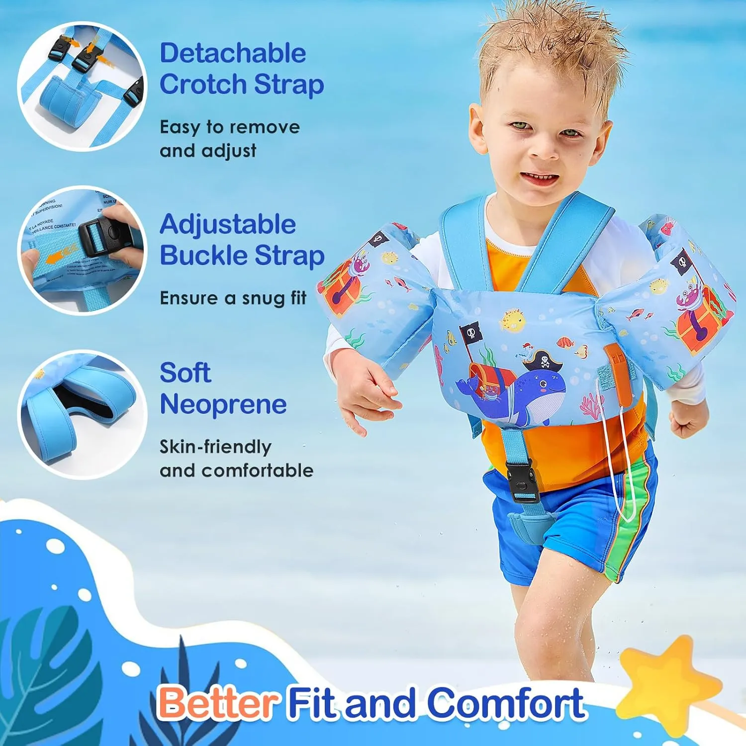 MoKo Swim Arm Band for Kids 20-30-50 lbs, Clearance Cute Cartoon Toddler Swim Vest, Swimming Water Wings Pool Floaties Sleeve for Children Learn to Swim