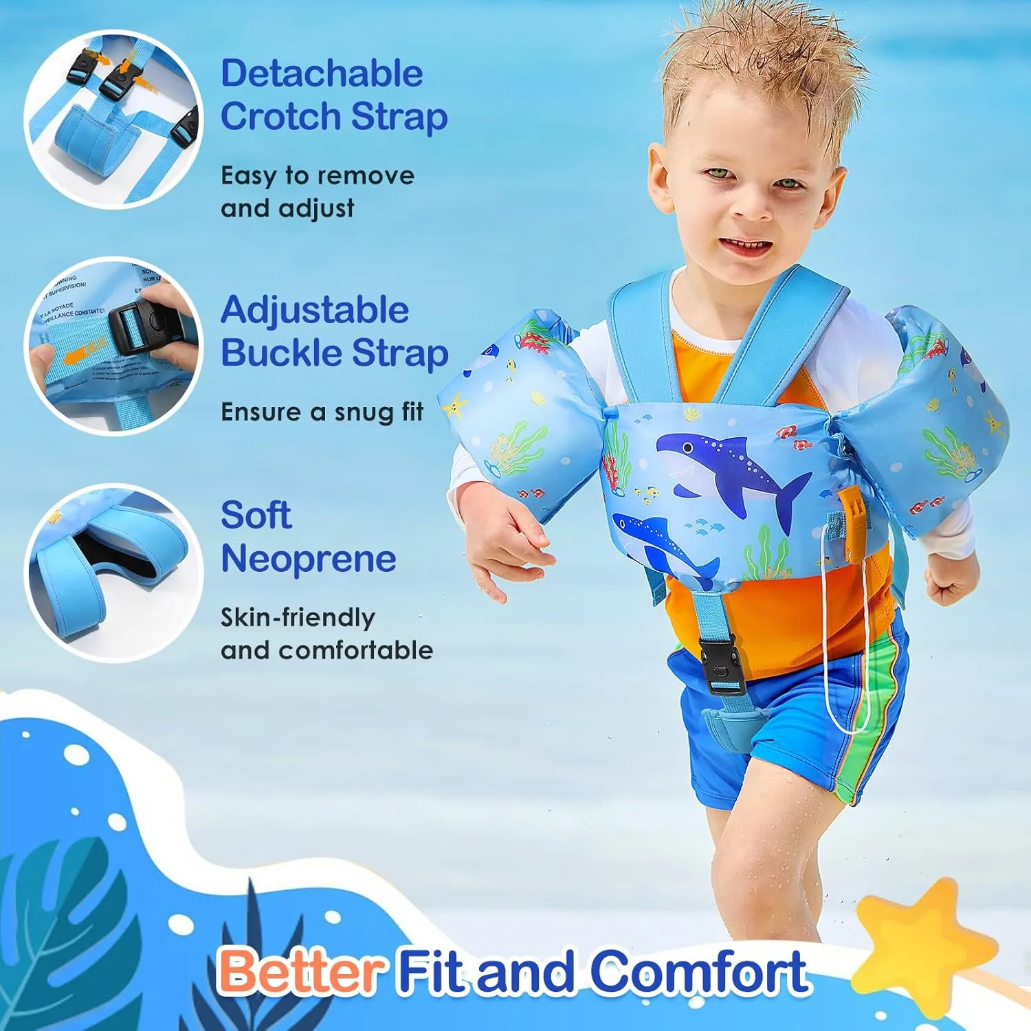 MoKo Swim Arm Band for Kids 20-30-50 lbs, Clearance Cute Cartoon Toddler Swim Vest, Swimming Water Wings Pool Floaties Sleeve for Children Learn to Swim