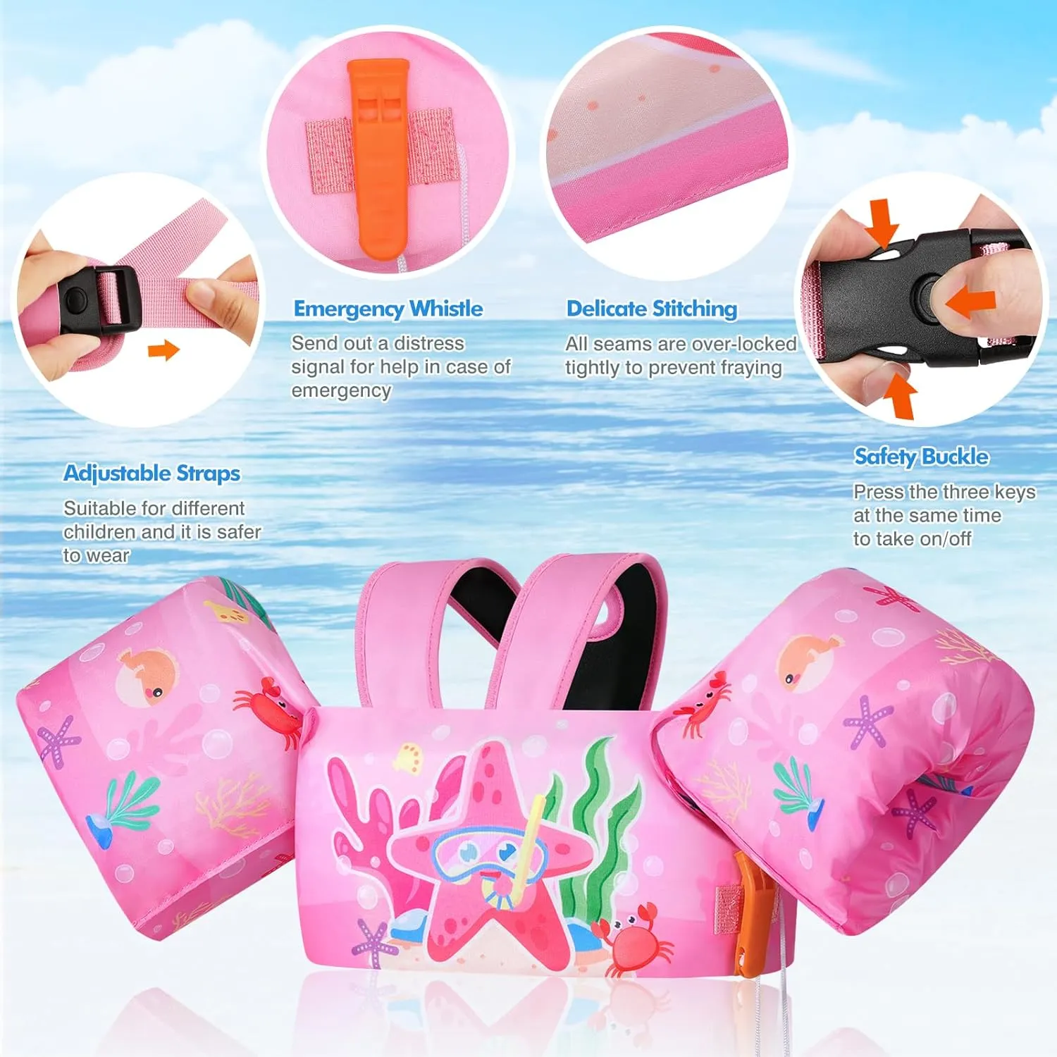 MoKo Swim Arm Band for Kids 20-30-50 lbs, Clearance Cute Cartoon Toddler Swim Vest, Swimming Water Wings Pool Floaties Sleeve for Children Learn to Swim