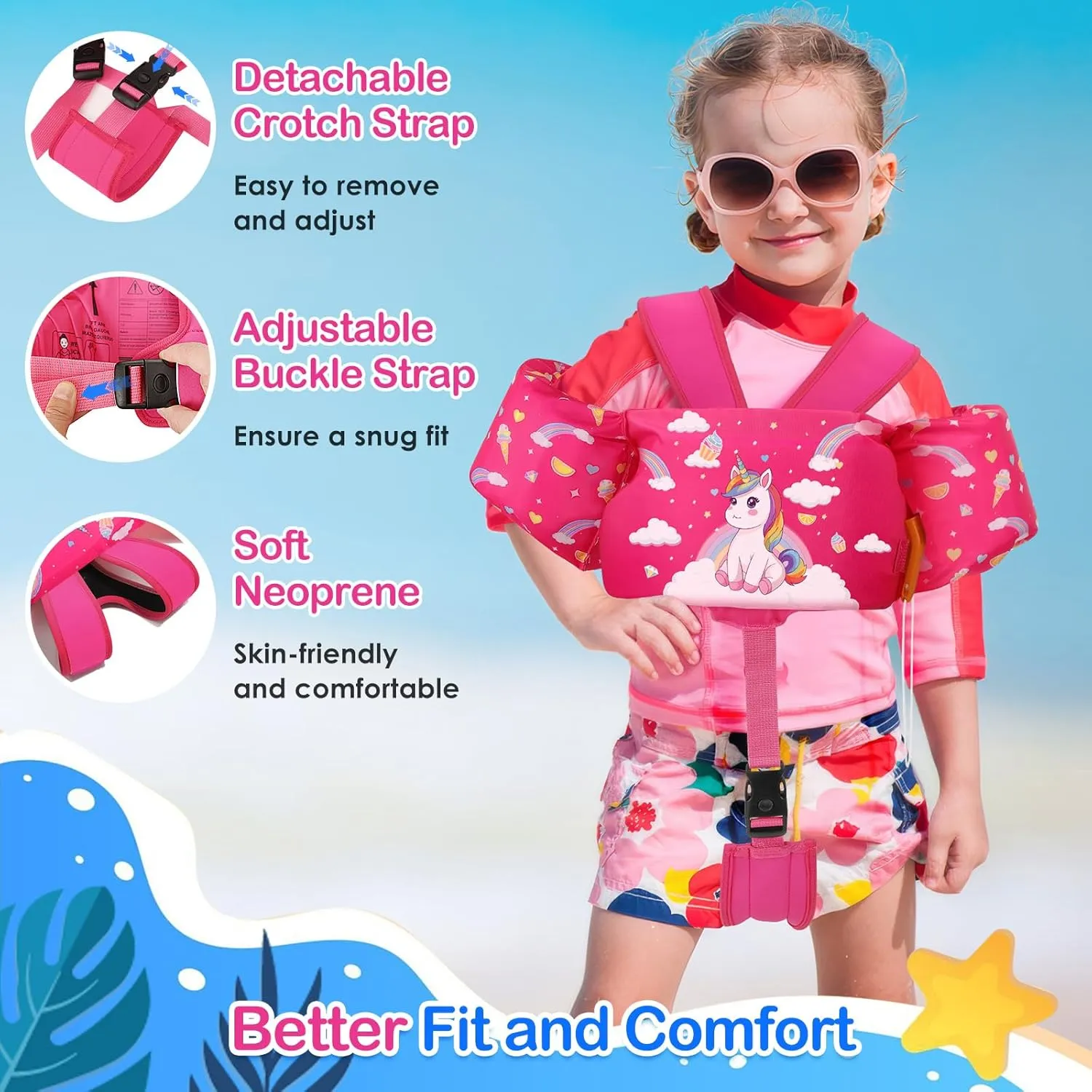 MoKo Swim Arm Band for Kids 20-30-50 lbs, Clearance Cute Cartoon Toddler Swim Vest, Swimming Water Wings Pool Floaties Sleeve for Children Learn to Swim