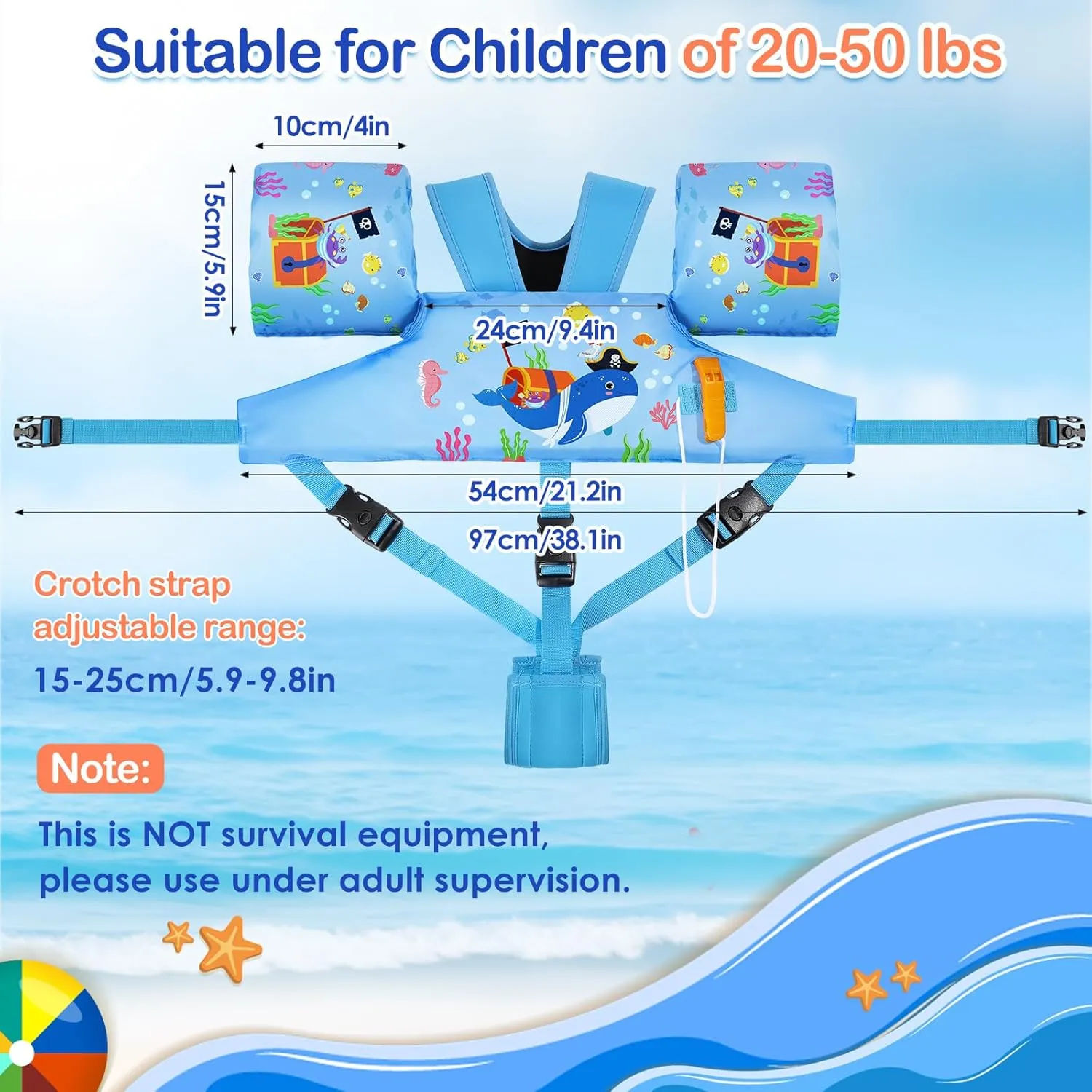 MoKo Swim Arm Band for Kids 20-30-50 lbs, Clearance Cute Cartoon Toddler Swim Vest, Swimming Water Wings Pool Floaties Sleeve for Children Learn to Swim