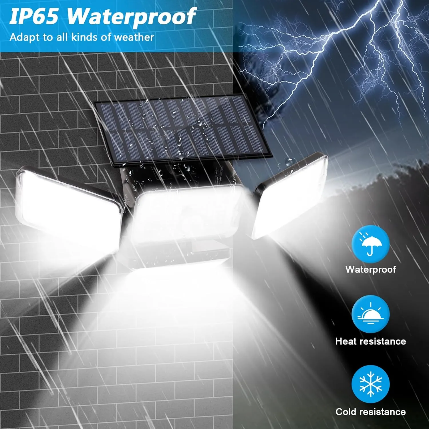 Mokot Solar Lights Outdoor, 288 LED 2800LM Motion Sensor Outdoor Light with Remote Control, 4 Heads IP65 Waterproof Solar Flood Security Lights for Outside Patio Wall -2PACK