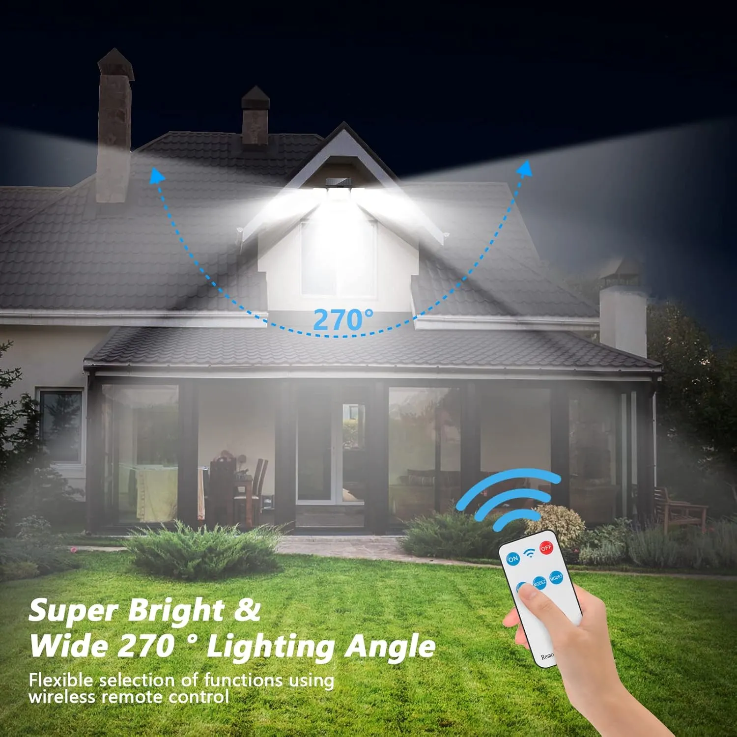 Mokot Solar Lights Outdoor, 288 LED 2800LM Motion Sensor Outdoor Light with Remote Control, 4 Heads IP65 Waterproof Solar Flood Security Lights for Outside Patio Wall -2PACK