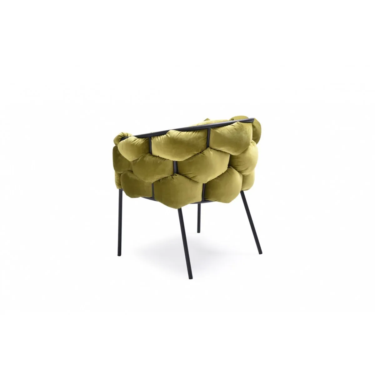 Moss Green Geo Velvet and Black Velvet Dining Chair