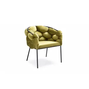 Moss Green Geo Velvet and Black Velvet Dining Chair