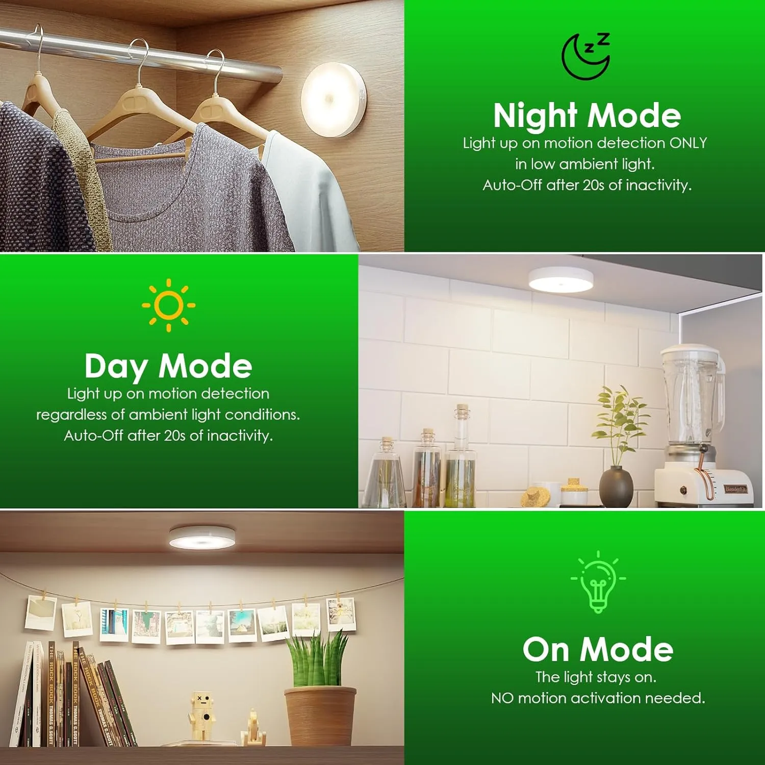 Motion Sensor Puck Light with Remote, Wireless Dimmable Under Cabinet Lighting, Rechargeable Magnetic Closet Night Light, 4-Pack, Neutral White