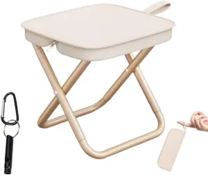 Mountaineering and Hiking Portable Stool, Ultralight Camping Chair, 330lb Max Weight Lightweight but Sturdy, Fishing Chair for Hiking, Beach, Camping, Gardening Travel BBQ with Whistle(Beige)