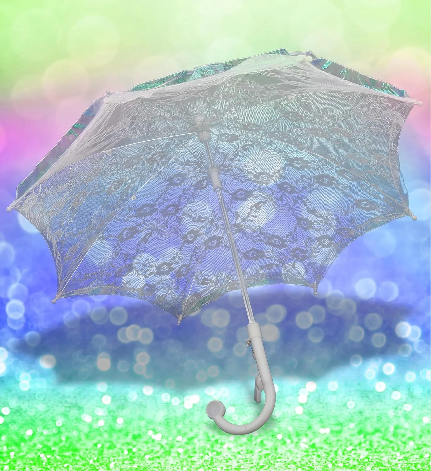 Mozlly Parasol Umbrella With Whistle - Foldable Lace Parasol, Tea Party Decorations For Little Girls - 20" Diameter