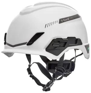 MSA 10194783 H1 V-Gard Helmet With Fas-Trac III Ratchet Suspension | Polyethylene Shell, Superior Impact Protection, Self Adjusting Crown Straps - Standard Size in White
