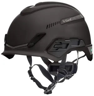 MSA 10194790 H1 V-Gard Helmet With Fas-Trac III Ratchet Suspension | Polyethylene Shell, Superior Impact Protection, Self Adjusting Crown Straps - Standard Size in Black