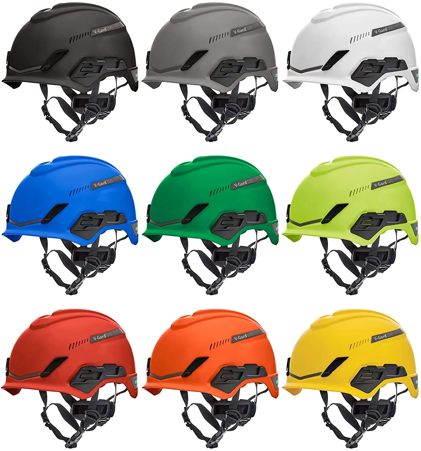 MSA 10194790 H1 V-Gard Helmet With Fas-Trac III Ratchet Suspension | Polyethylene Shell, Superior Impact Protection, Self Adjusting Crown Straps - Standard Size in Black
