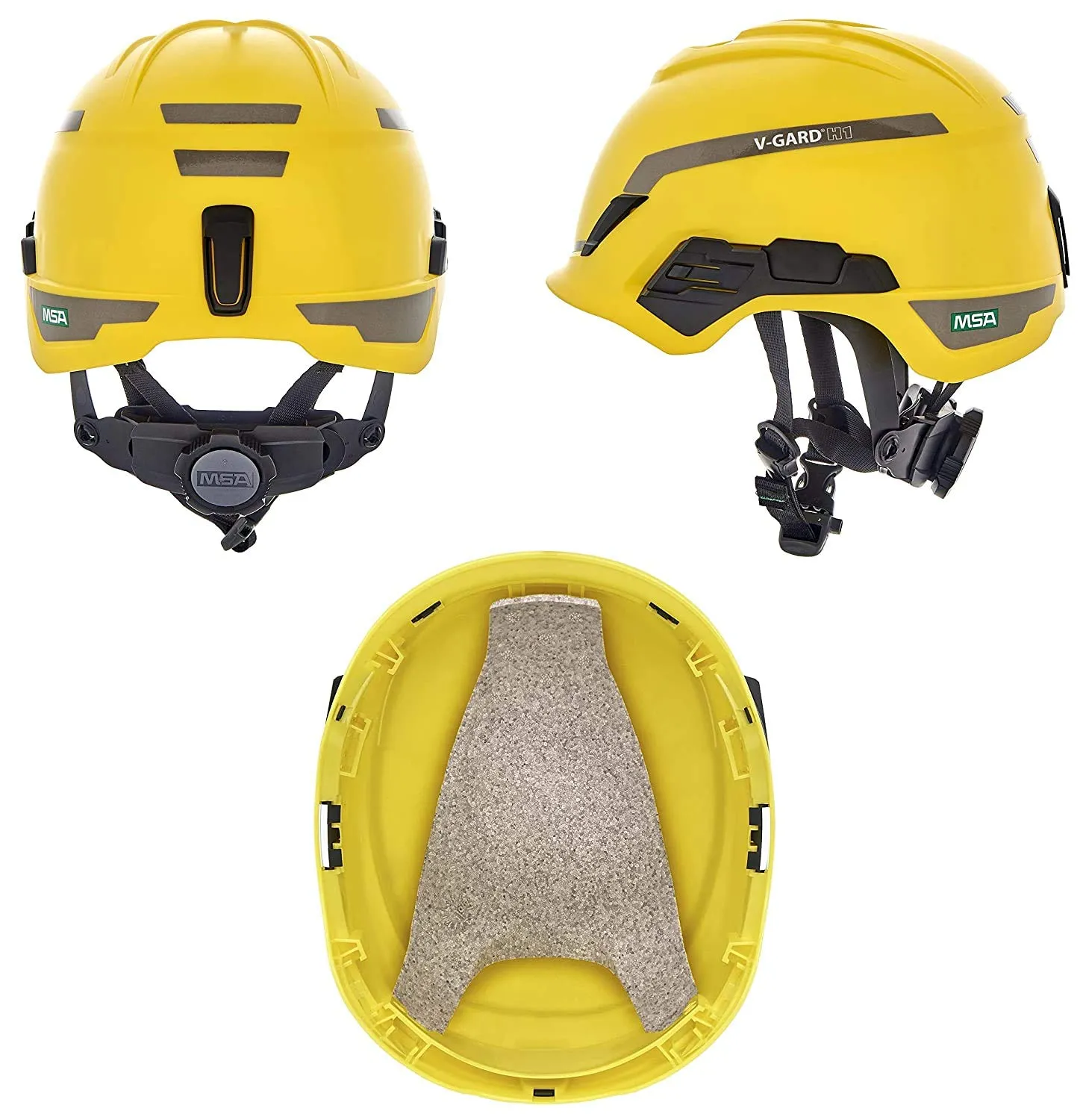 MSA 10194790 H1 V-Gard Helmet With Fas-Trac III Ratchet Suspension | Polyethylene Shell, Superior Impact Protection, Self Adjusting Crown Straps - Standard Size in Black