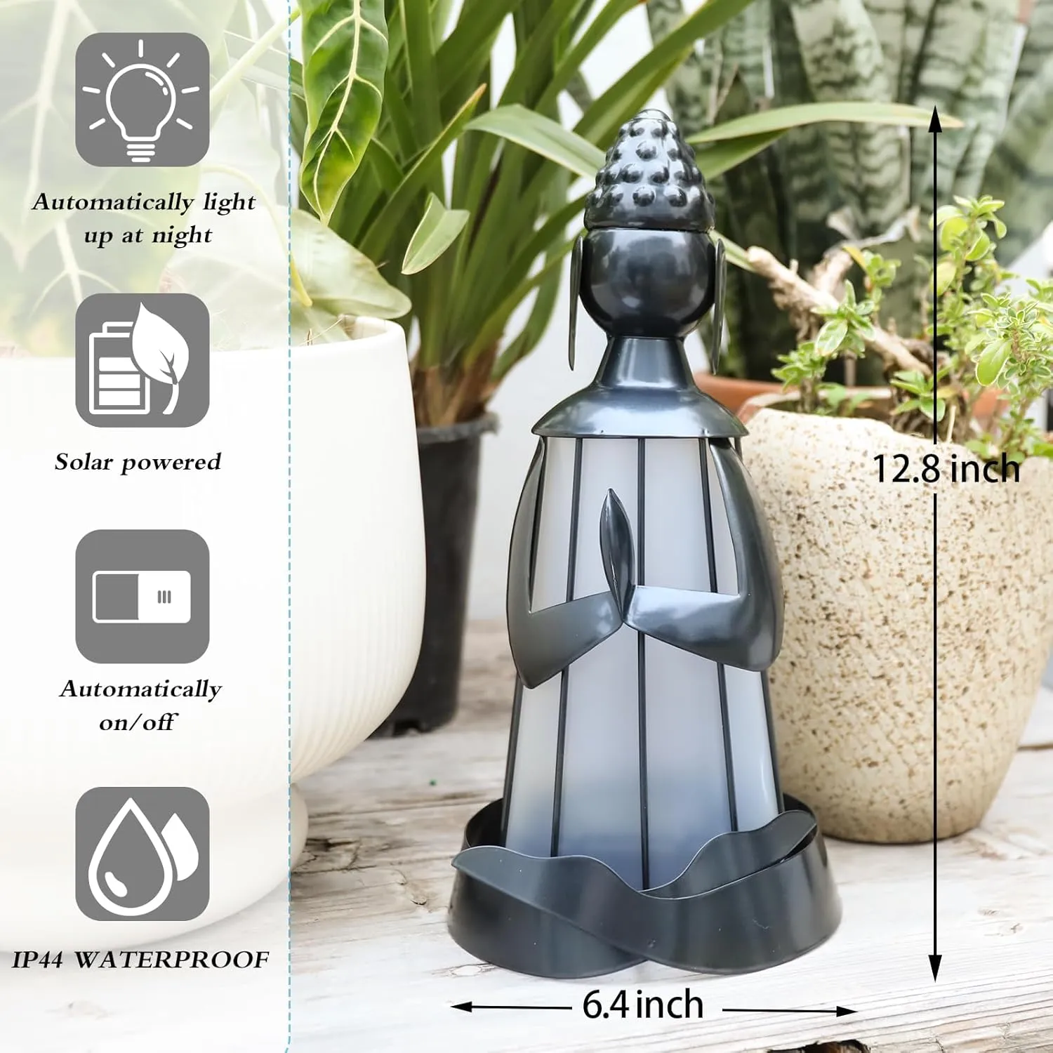 MUMTOP Solar Outdoor Lights Garden Decor, Shakyamuni Buddha Waterproof Solar Powered LED Light Meditation Buddha Yard Art Ornament for Patio Outside Lawn Backyard Balcony Decorations