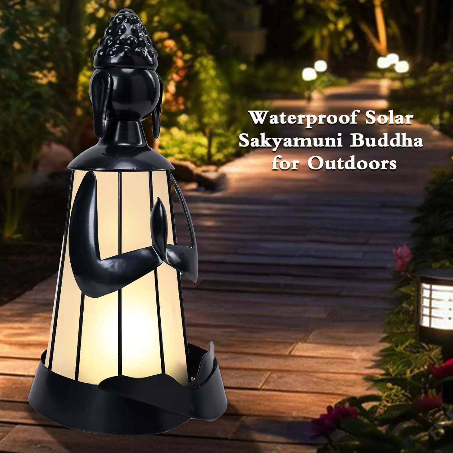 MUMTOP Solar Outdoor Lights Garden Decor, Shakyamuni Buddha Waterproof Solar Powered LED Light Meditation Buddha Yard Art Ornament for Patio Outside Lawn Backyard Balcony Decorations