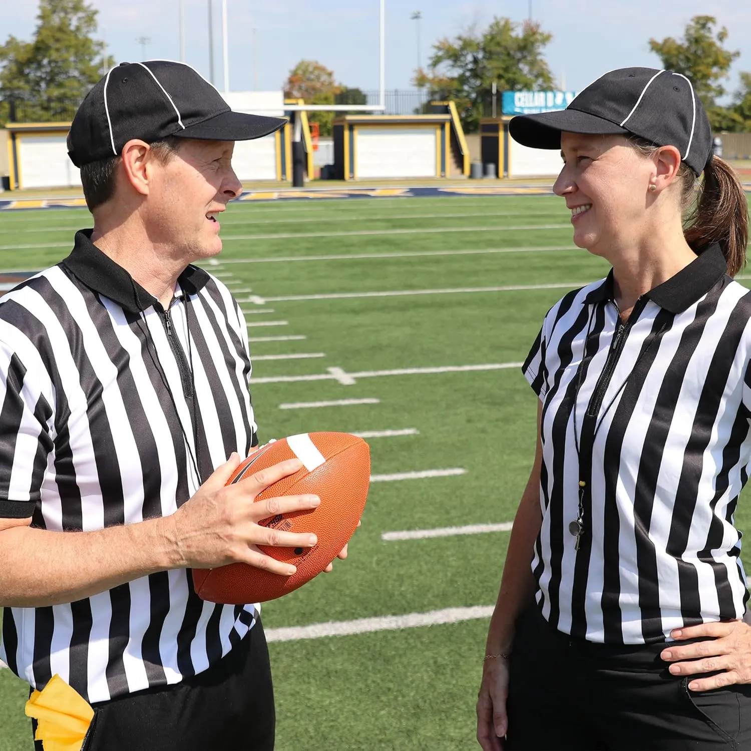 Murray Sporting Goods Men's Collared Referee Shirt 4-Piece Bundle - Referee Shirt, Hat, Flag, & Whistle Halloween Costume