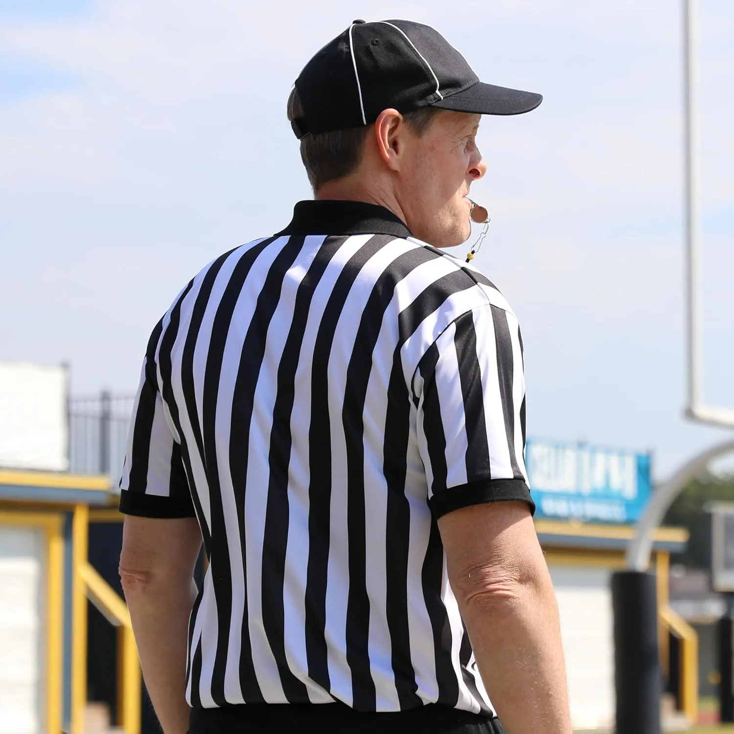 Murray Sporting Goods Men's Collared Referee Shirt 4-Piece Bundle - Referee Shirt, Hat, Flag, & Whistle Halloween Costume