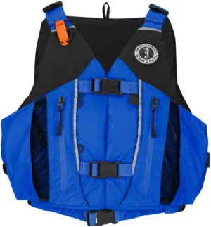 Mustang Survival Solaris High Back Foam PFD, Personal Floatation Device | High Back and Adjustable | Great for Canoeing and Kayaking, Blue/Black, M/L