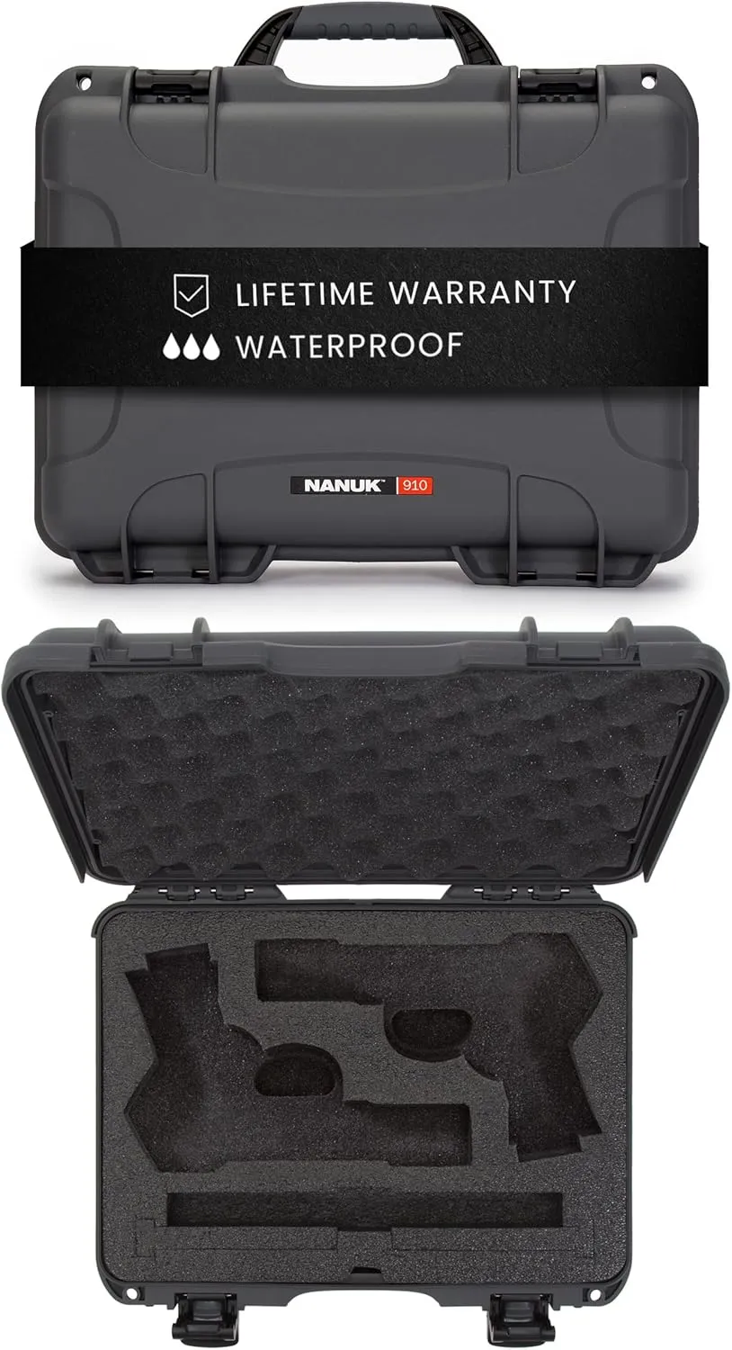 NANUK 910 Hard Case for 2 UP Classic Single Sporting Gear, IP67 Waterproof Hard Storage, Made in North America 2 UP Classic Short Case – (14.3’’ x 11.1’’ x 4.7’’)