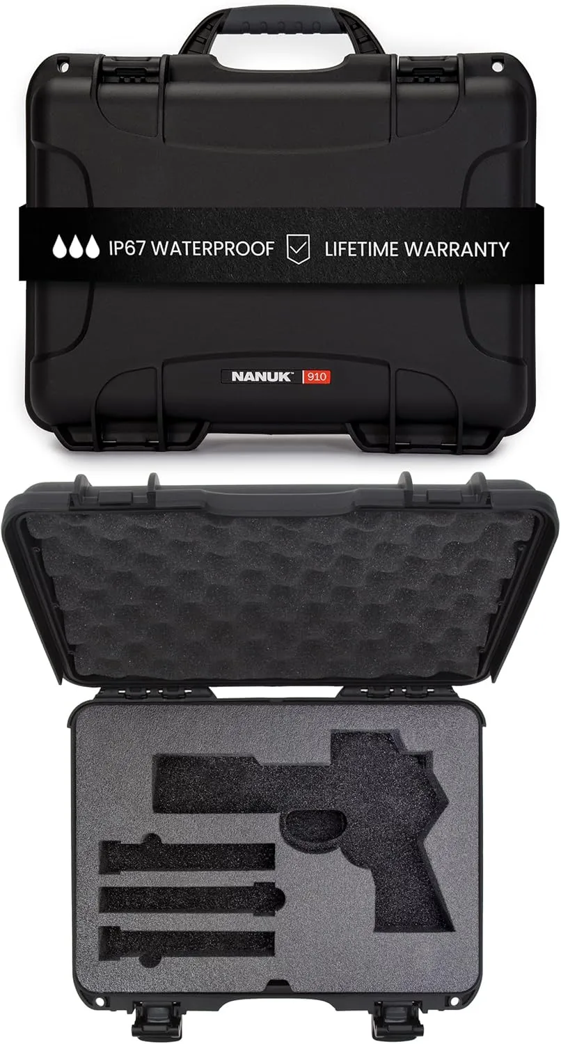 NANUK 910 Hard Case for Single Sporting Gear, IP67 Waterproof Hard Storage, Made in North America Short Multipurpose Case – (4.3’’ x 11.1’’ x 4.7’’)
