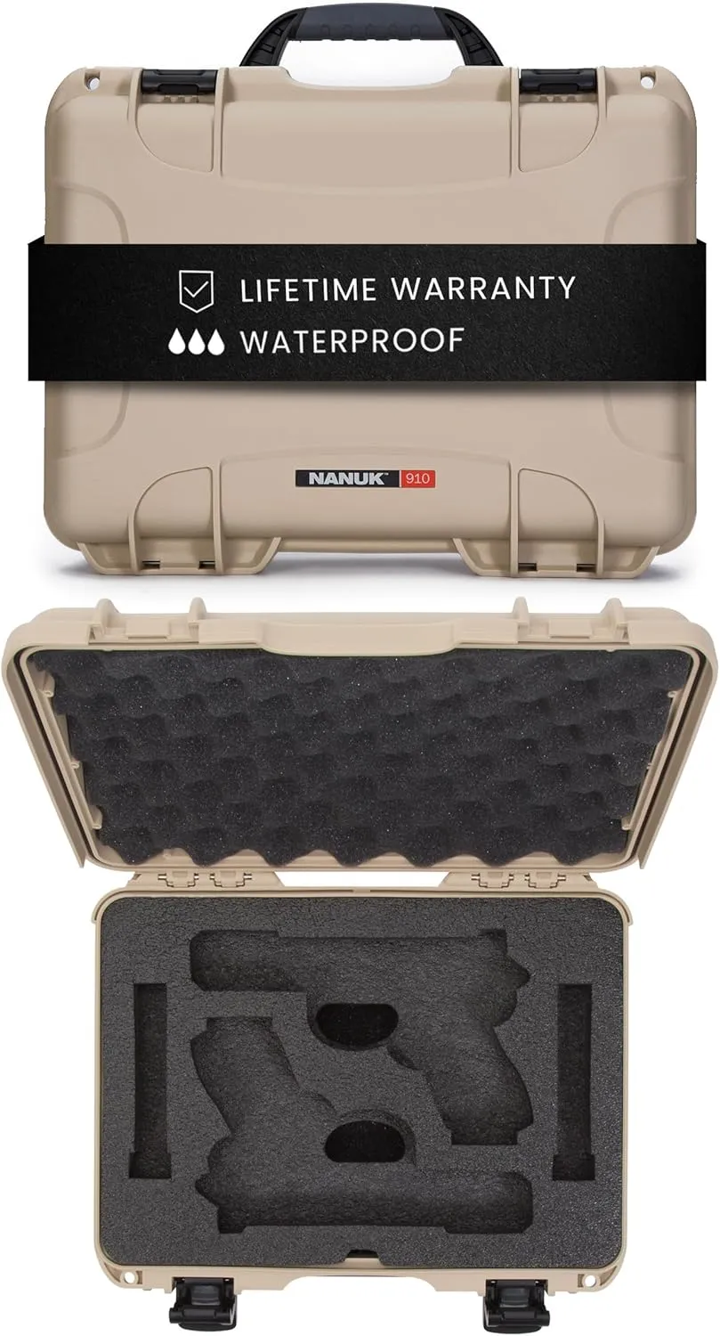 NANUK 910 Hard Case with Custom Foam Insert for 2 UP Glock Single Sporting Gear, IP67 Waterproof Hard Storage, Made in North America 2 UP Glock Short Case – (14.3’’ x 11.1’’ x 4.7’’)