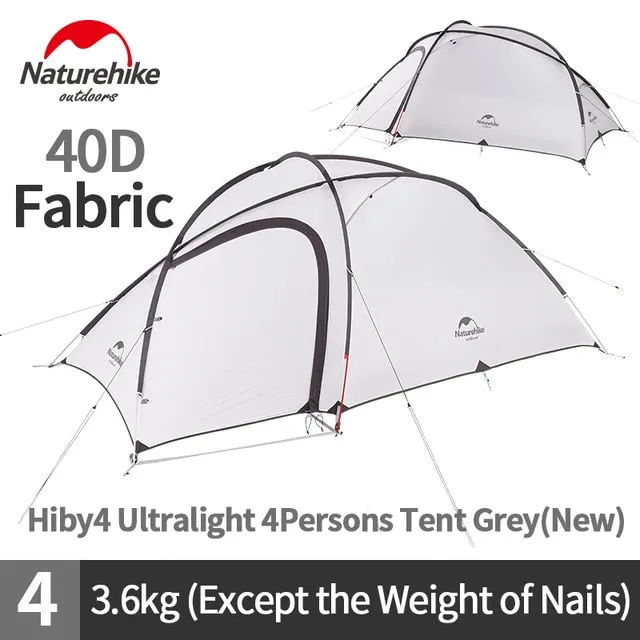 Naturehike Tent Hiby Series Camping Tent 3-4 Persons Outdoor 20D Silicone Fabric Double layer 4 Season Ultralight Family Tent