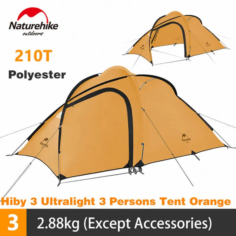 Naturehike Tent Hiby Series Camping Tent 3-4 Persons Outdoor 20D Silicone Fabric Double layer 4 Season Ultralight Family Tent
