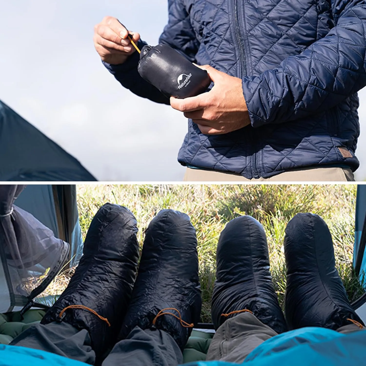 Naturehike Ultralight Duck Down Booties for Adults, Waterproof Winter Warm Foot Warmers for Sleeping, Sleep Booties for Women & Man for Home, Outdoor, Camping, Hiking, Compressible Storage