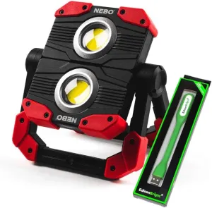Nebo OMNI 2K 2000 Lumen Rechargeable Work Light/power bank (Worksite Light) NEB-WLT-0015 with EdisonBright USB Powered Reading Light Bundle