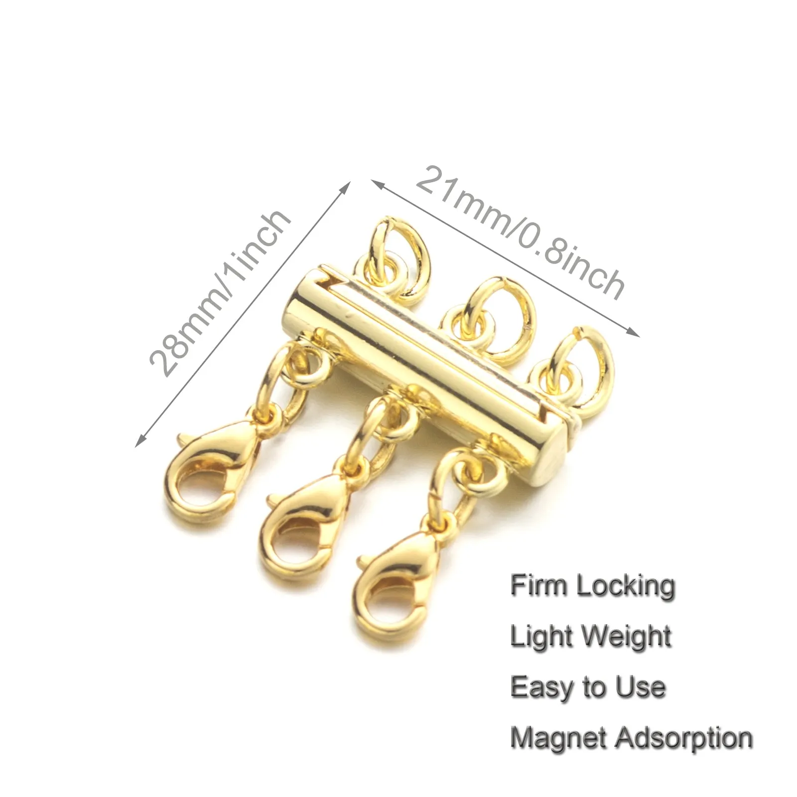 Necklace Layering Clasps Separator for Stackable Necklaces Chains, Necklace Clasps for Layered Look Without Getting Tangled 3 Strands (Gold Silver)