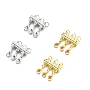 Necklace Layering Clasps Separator for Stackable Necklaces Chains, Necklace Clasps for Layered Look Without Getting Tangled 3 Strands (Gold Silver)